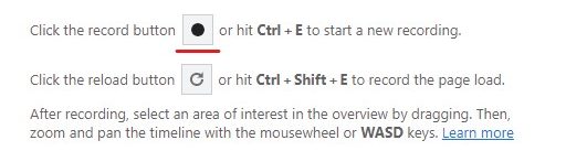 Aufnahmeknopf in den Entwicklertools