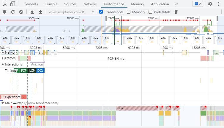 chrome dev tools sonuçları